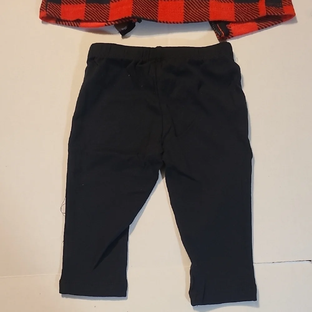 Carter's Red/Black Plaid Baby Vest with Black Leggings NWOT 6 Months